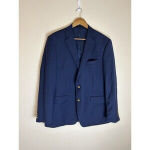 RALPH LAUREN Navy Blue Gold Button Sport Coat Suit Blazer 42R Wool